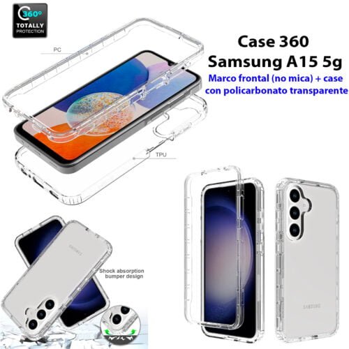 Case 360 Transparente Samsung A15 - Anti Impacto doble protección - Imagen 2