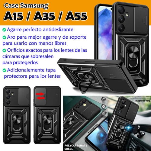 Case Samsung A15 A25 A35 5g - Con protector de cámara y aro
