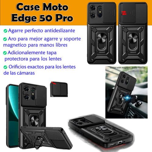 Case Moto Edge 50 Pro - Con protector de cámara y aro