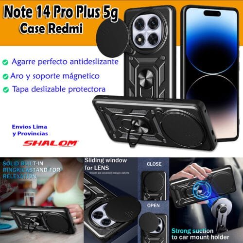 Case Redmi Note 14 Pro Plus 5g - Con aro y protector de cámara