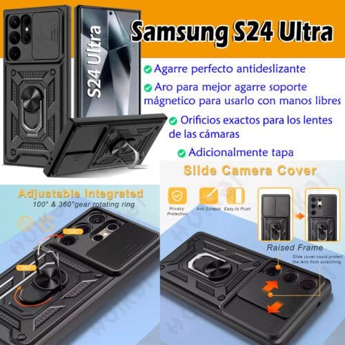 Case Samsung S24 Ultra 5g - Protector de cámara y soporte Mágnetico