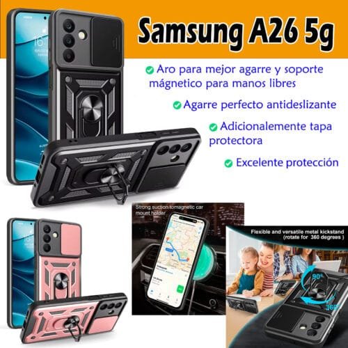 Case Samsung A26 5g - Protector de cámara y soporte Mágnetico