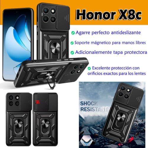 Case Honor X8c - Con protector de cámara y soporte mágnetico