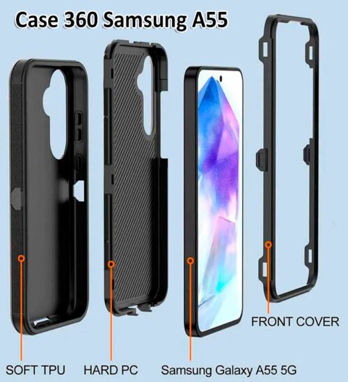 Case 360 Samsung A55 5g - Anti Impacto - Tres Piezas