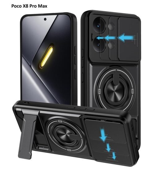 Case Poco X8 Pro Max - Protector cámara, aro, soporte mágnetico, kickstand