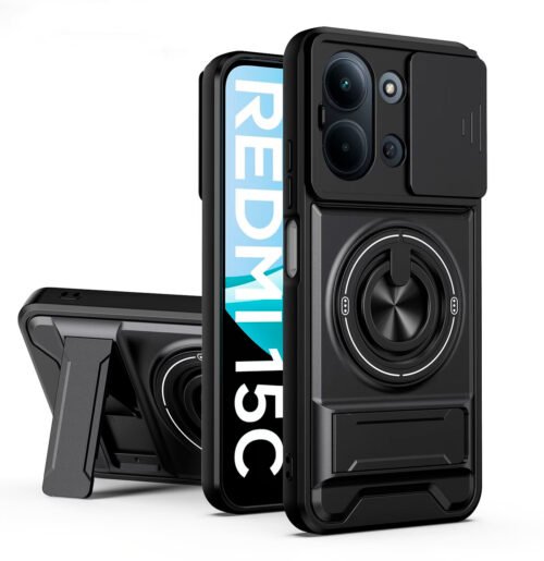 Case Redmi 15C - Protector cámara, soporte Magnético, Kickstand y Aro