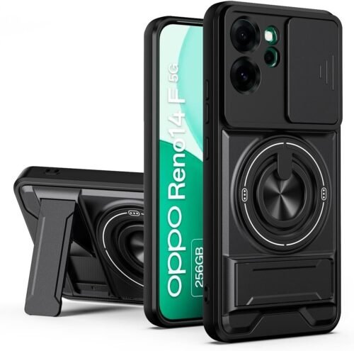 Case Oppo Reno 14F - Protector cámara, soporte Magnético, Kickstand y aro