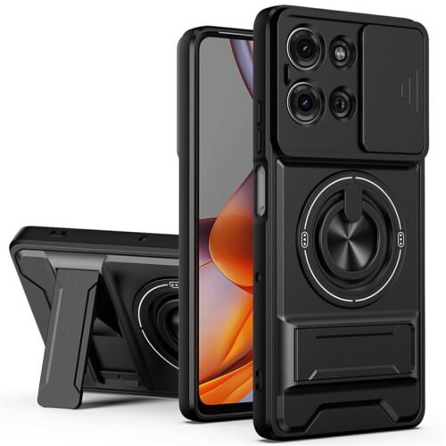 Case Moto G75 - Protector cámara, soporte magnético, aro, kickstand